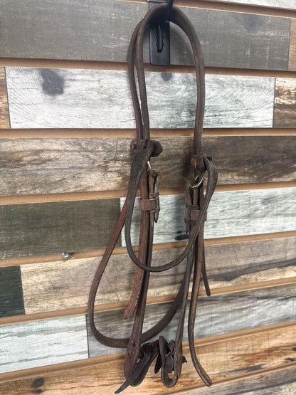 USED Weaver Western Headstall w/ Barbed Wire Detail Horse Dark Oil