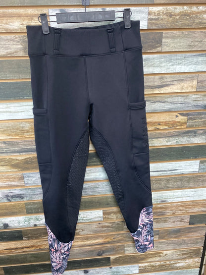 USED Equine Outfitters Full Seat Tights XL Black