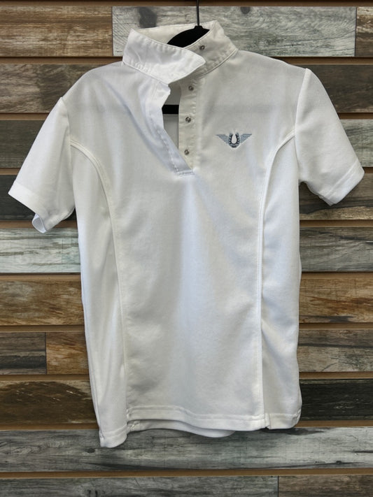 USED Tuffrider Youth Show Shirt XS White