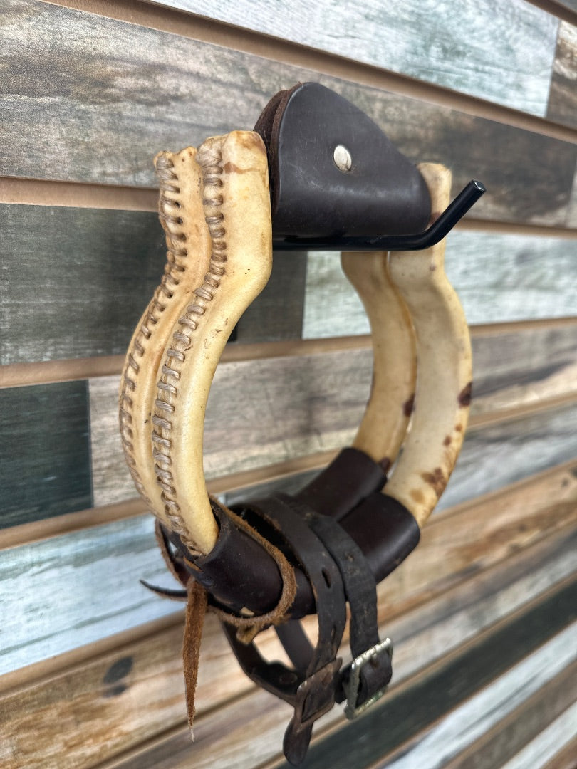 USED Round Rawhide Western Stirrups D/O