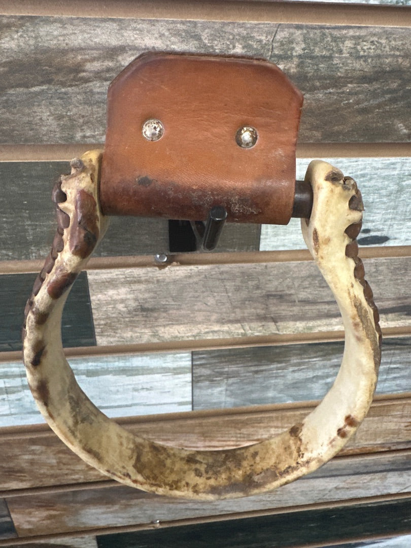 USED Round Rawhide Western Stirrups