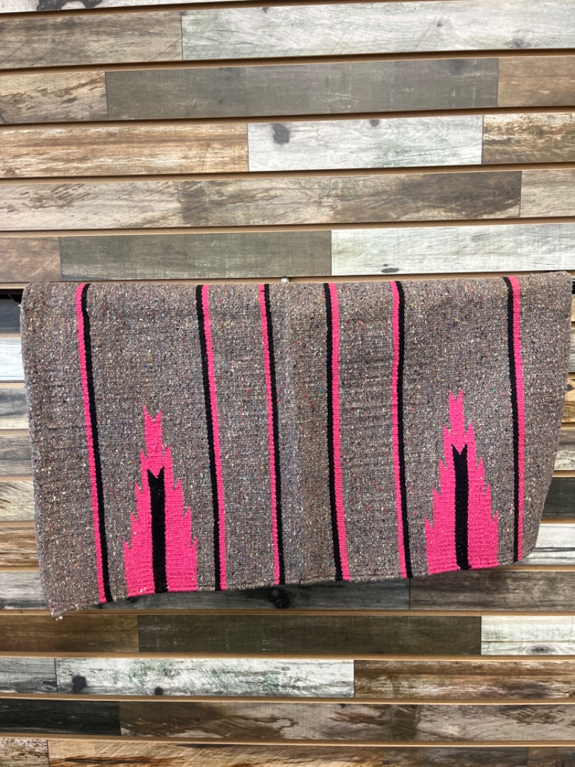 USED  Western Saddle Blanket  Black/Grey/Pink