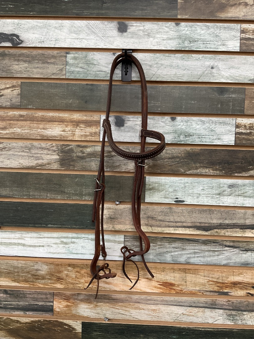 USED  Weaver Leather headstall with browband and throatlatch and split reins Full Med oil