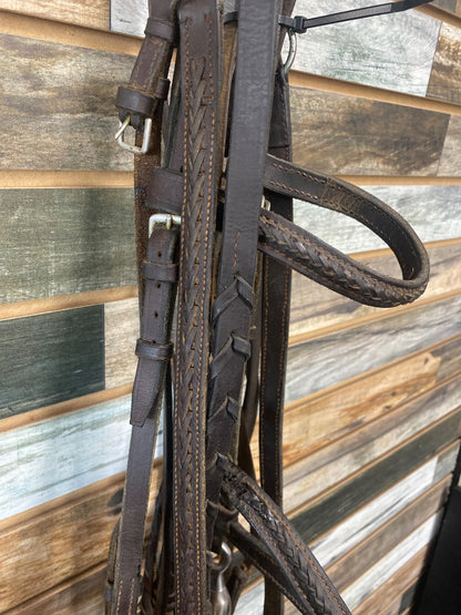 USED  Braided English Bridle/Breast plate Set Horse Brown