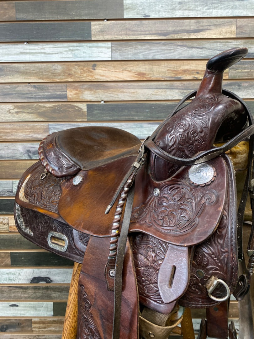 USED Circle Y Western Trail Saddle 14.5 Dark Oil