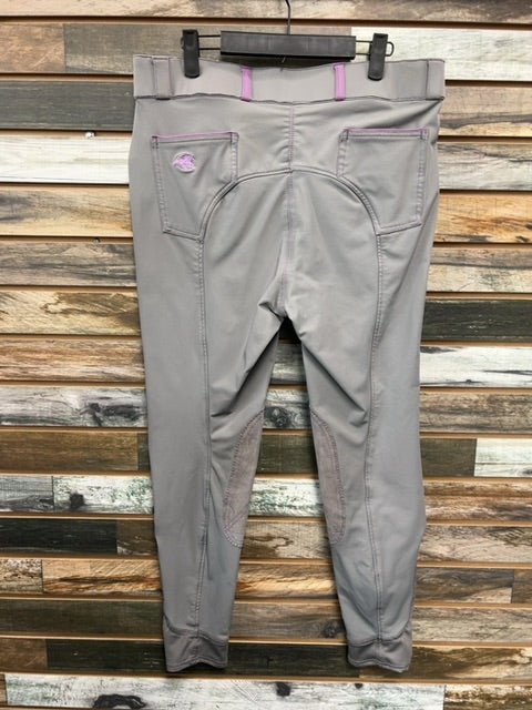 USED Smartpak Piper Ladies English Breeches with Knee Patches 34L Grey/Purple