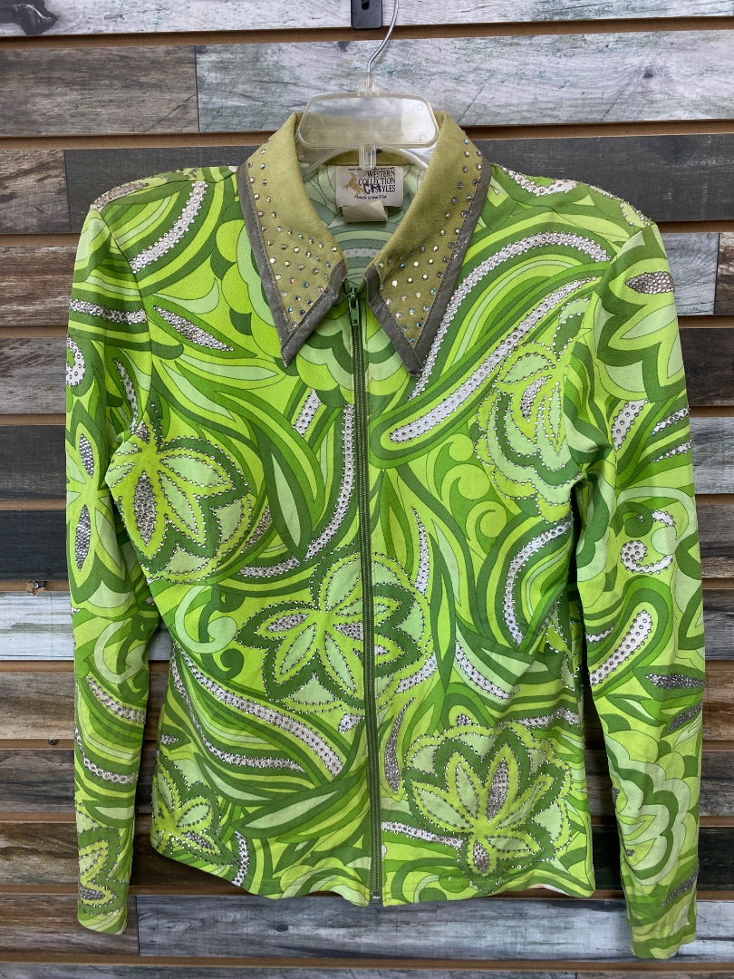 USED Western Collections Ladies Western Show Tops Large Green