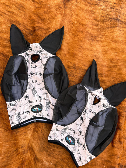 Cowboy Toile Fly Mask
