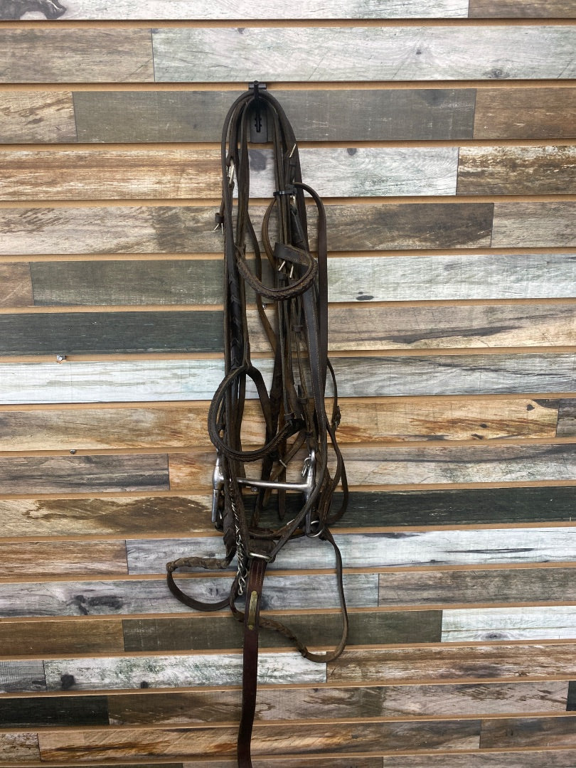 USED  Braided English Bridle/Breast plate Set Horse Brown