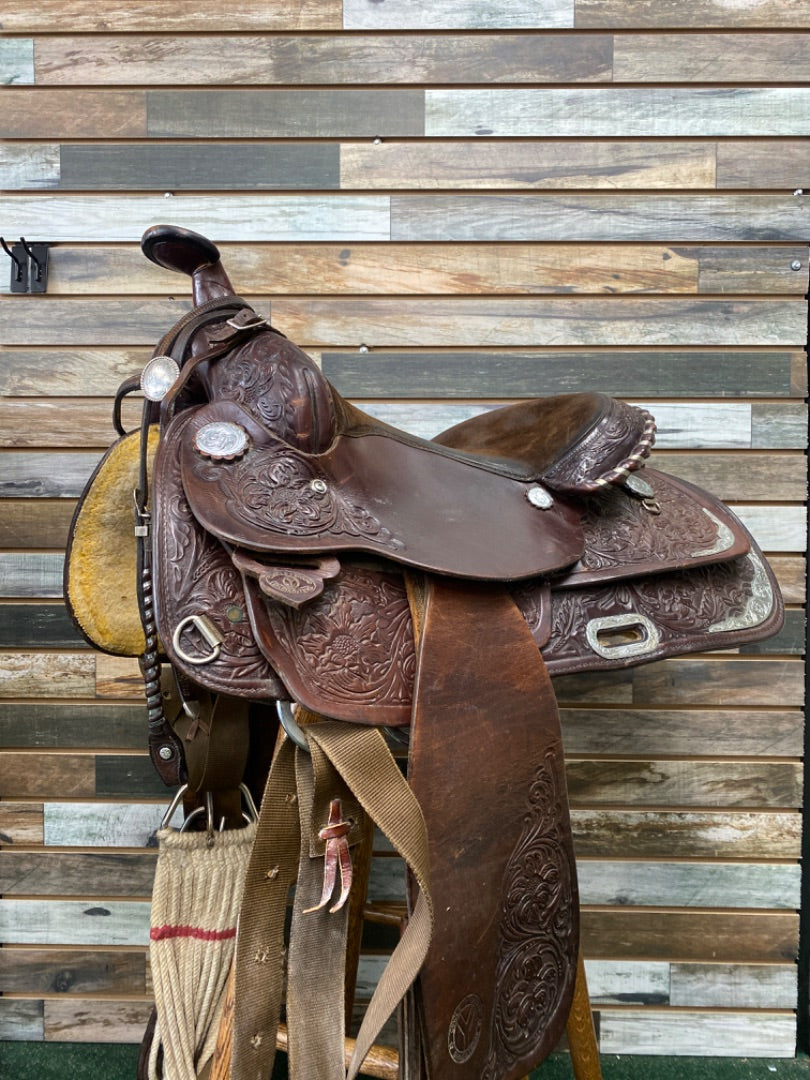 USED Circle Y Western Trail Saddle 14.5 Dark Oil