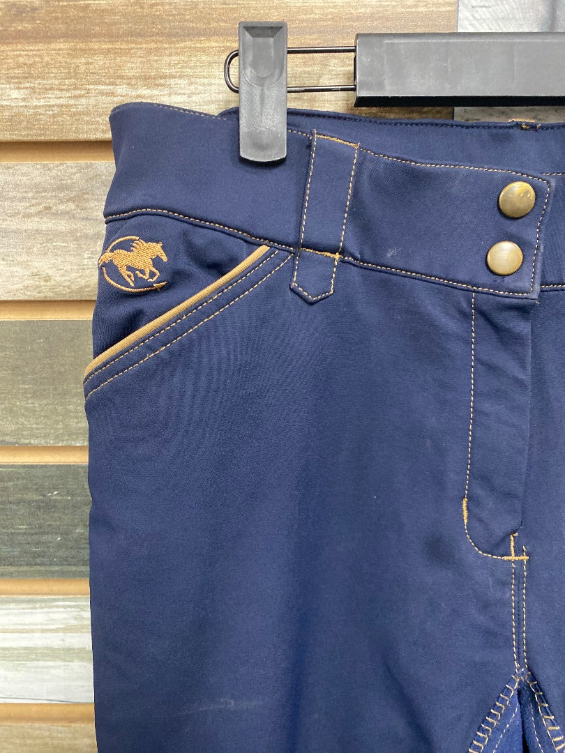 USED Piper By Smartpak Full Seat Breeches 32R Navy/Tan