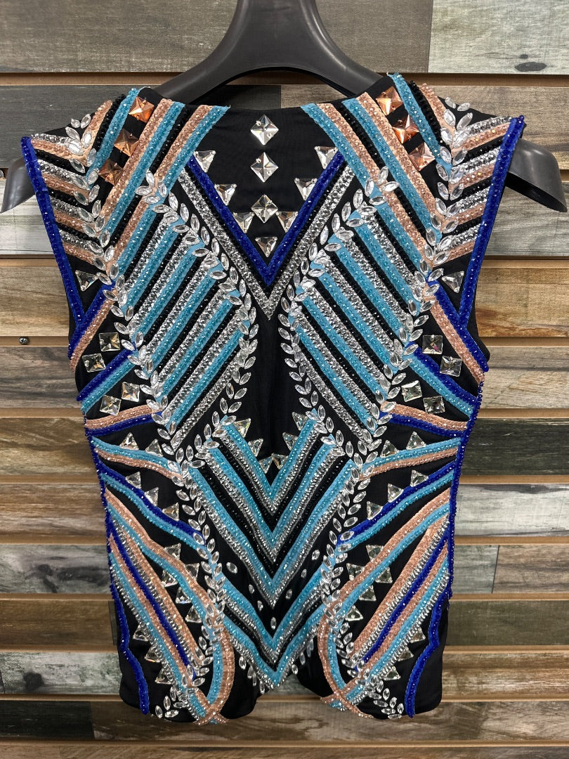 USED  Western Show Vest Small/Medium Multi Color