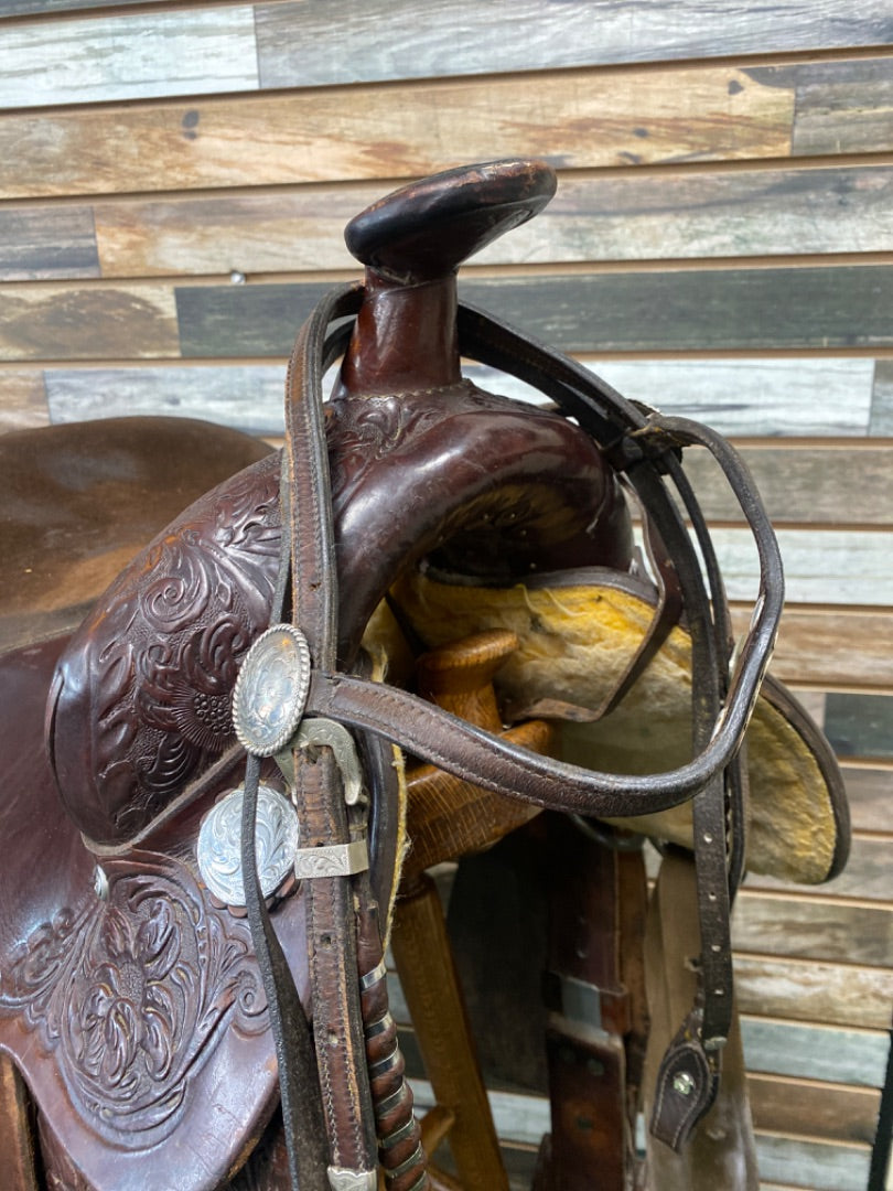 USED Circle Y Western Trail Saddle 14.5 Dark Oil