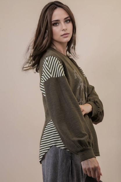 Wild West Cowgirls Graphic Knit Top - Taupe or Olive