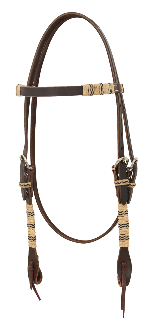 Chocolate Harness Rawhide Browband Headstall