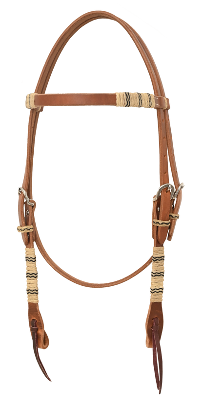 Harness Rawhide Browband w/ Black Trace