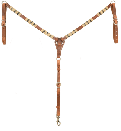 Harness Rawhide Breast Collar w/ Black Trace