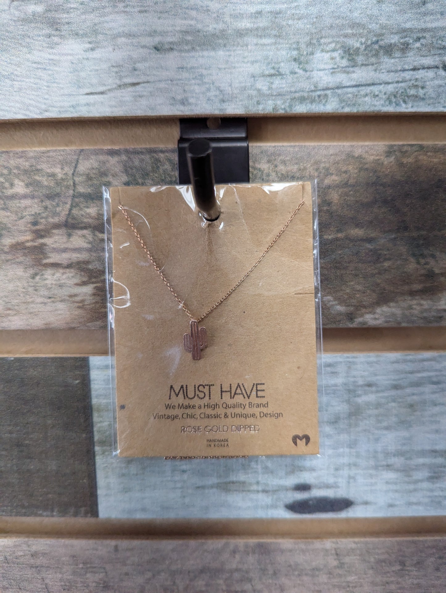 Rose Gold Cactus Pendant Necklace