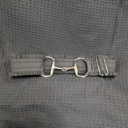 Ladies Ruffled Stretch Belt with Snaffle Bit Clasp