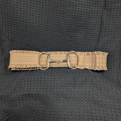 Ladies Ruffled Stretch Belt with Snaffle Bit Clasp