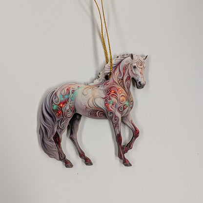 Assorted Wooden Holiday Horse Ornaments