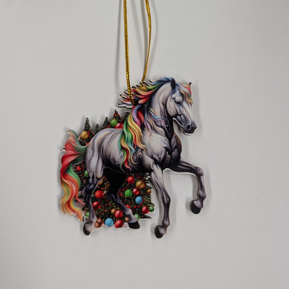 Assorted Wooden Holiday Horse Ornaments