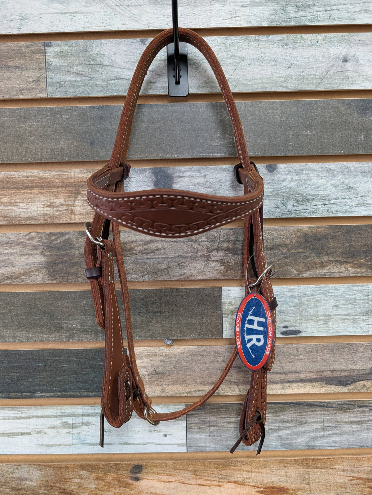 HR Medium Oil Geometric Tooled Browband Headstall
