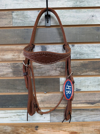 HR Medium Oil Geometric Tooled Browband Headstall