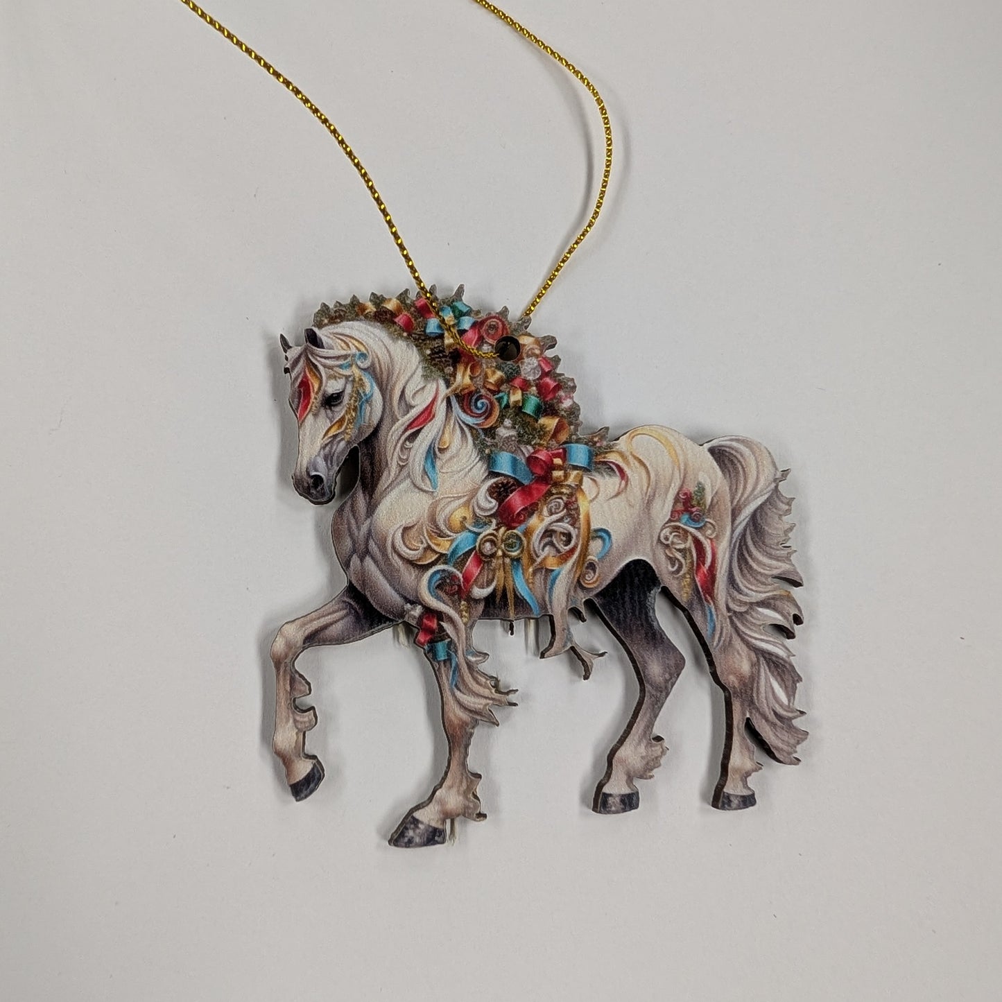 Assorted Wooden Holiday Horse Ornaments