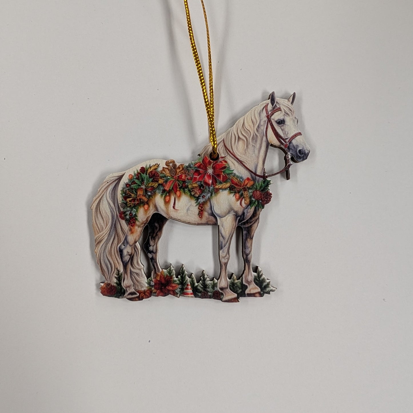 Assorted Wooden Holiday Horse Ornaments