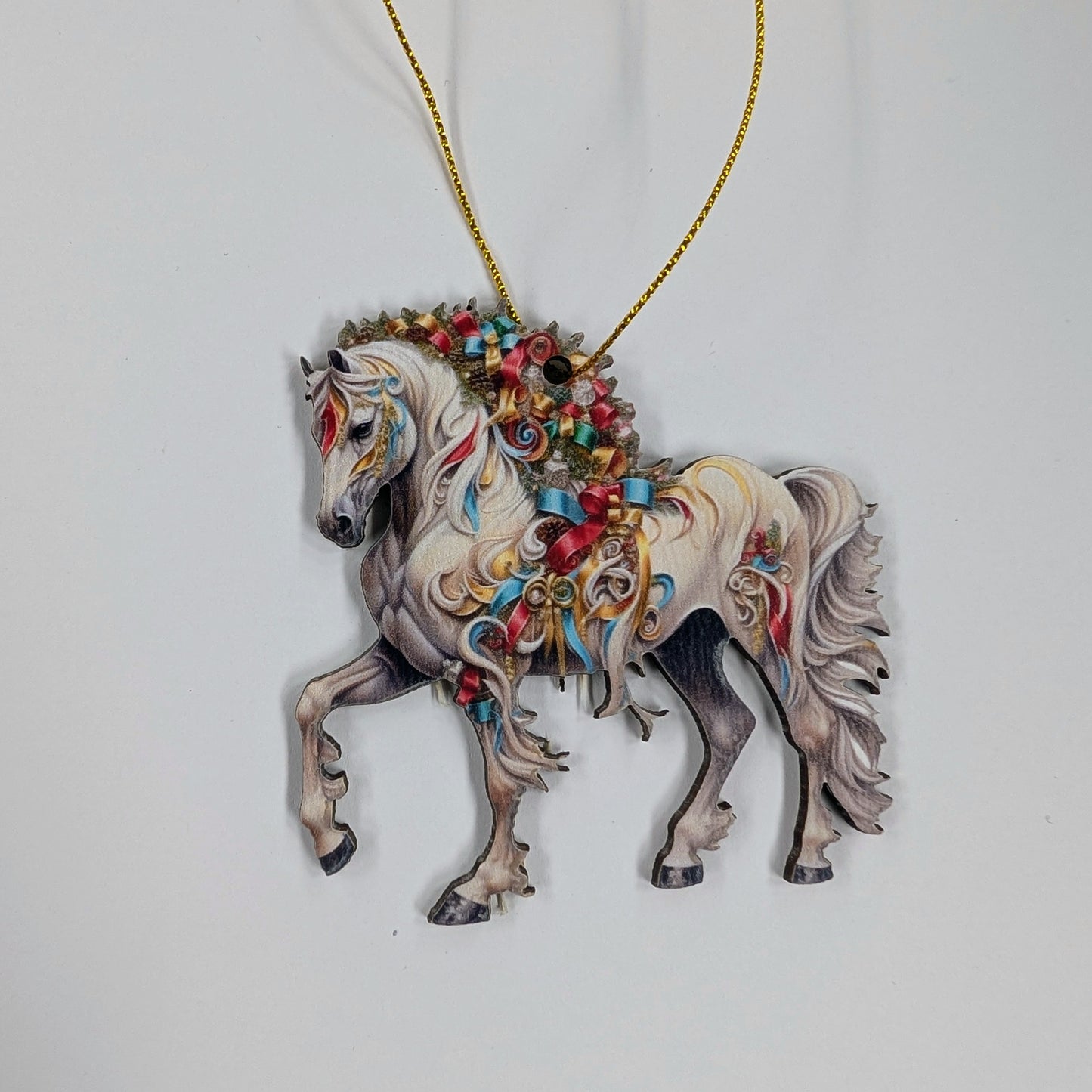 Assorted Wooden Holiday Horse Ornaments