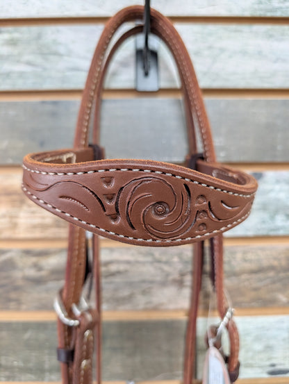 HR Medium Oil Swirl Tooled Browband Headstall
