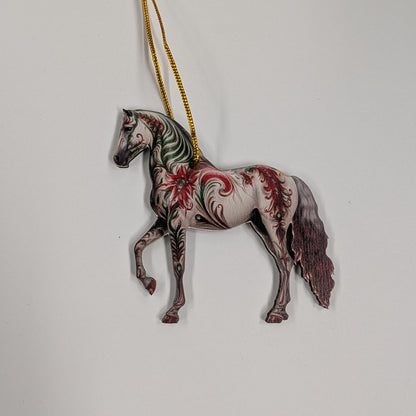Assorted Wooden Holiday Horse Ornaments