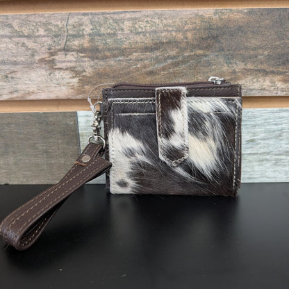 Western Cowhide Leather Wristlet Wallet Money Coins