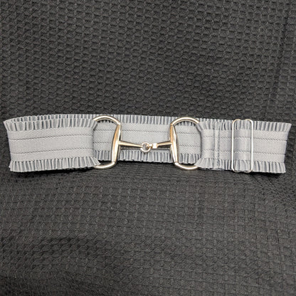 Ladies Ruffled Stretch Belt with Snaffle Bit Clasp