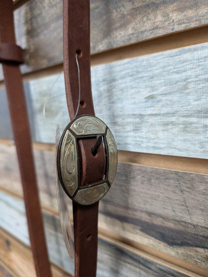 HR One Earred Medium Oil Headstall w/ Silver Buckle