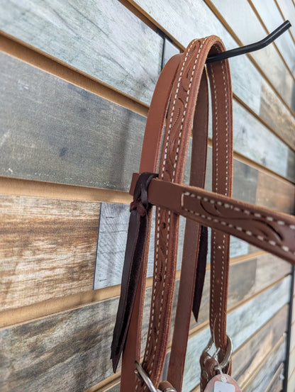 HR Medium Oil Geometric Tooled Browband Headstall