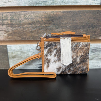 Western Cowhide Leather Wristlet Wallet Money Coins