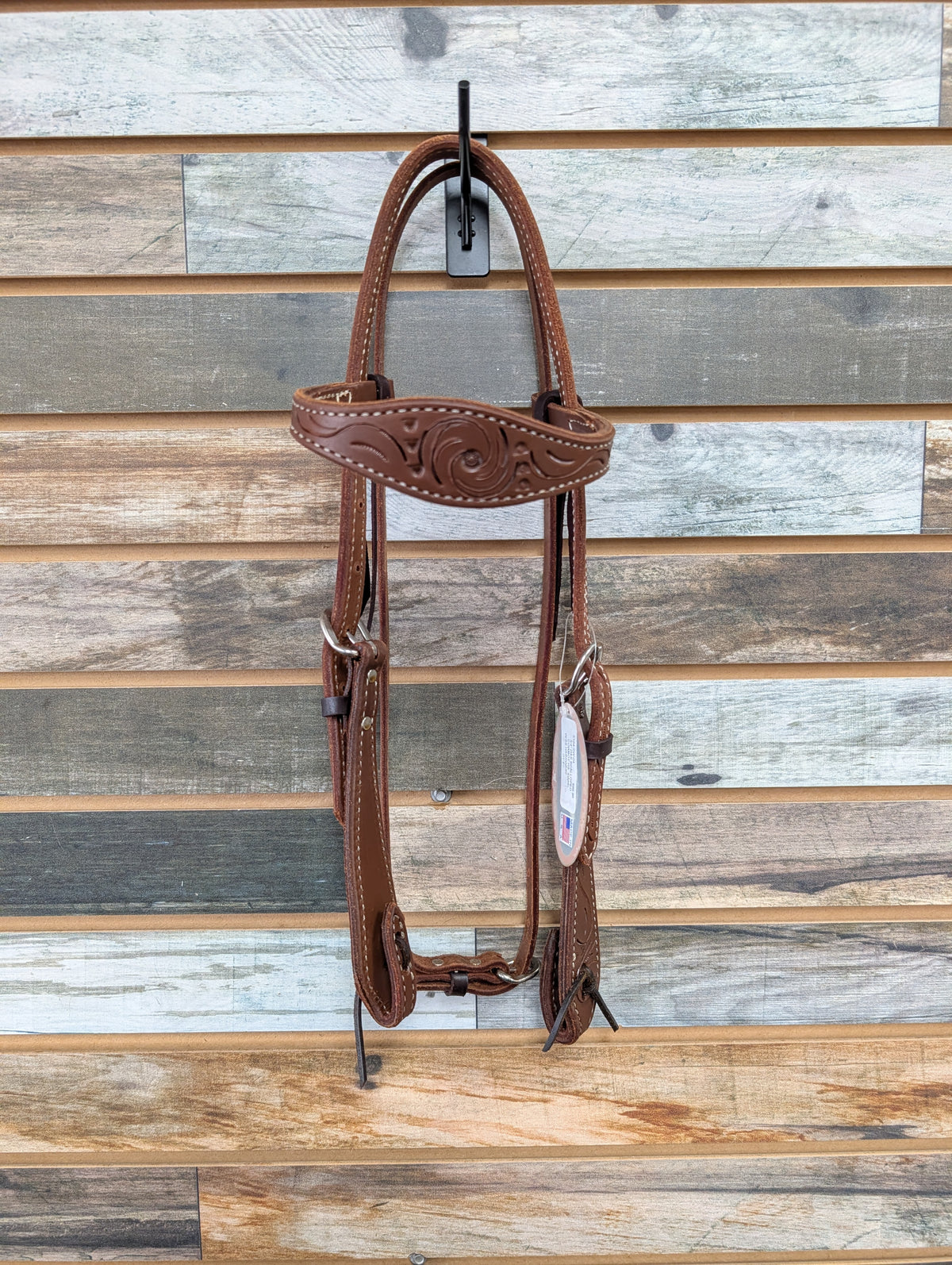 HR Medium Oil Swirl Tooled Browband Headstall