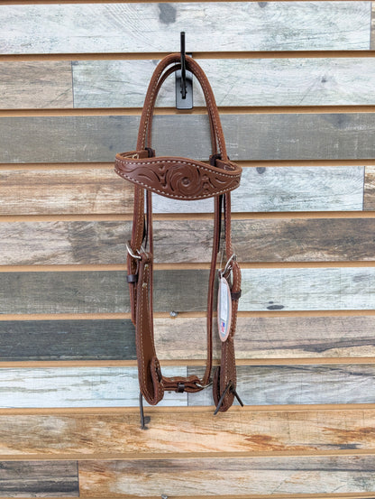 HR Medium Oil Swirl Tooled Browband Headstall