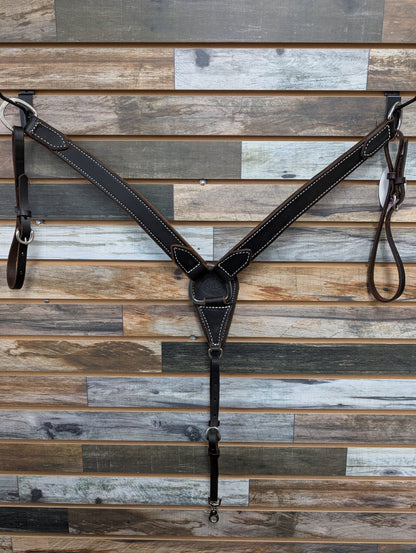 HR 1 1/2" Hand Tooled Chocolate Breast Collar