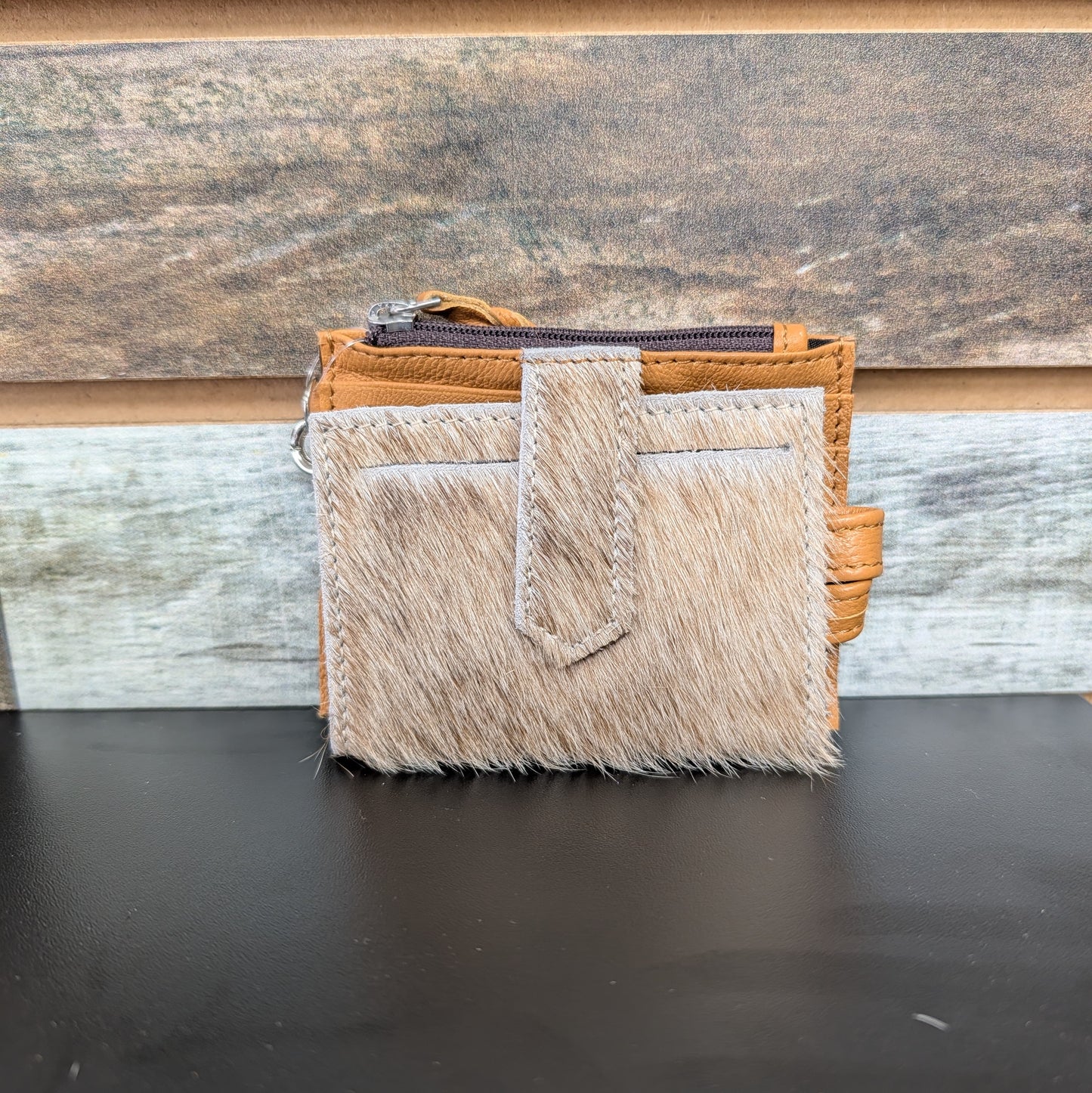 Western Cowhide Leather Wristlet Wallet Money Coins