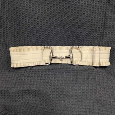 Ladies Ruffled Stretch Belt with Snaffle Bit Clasp