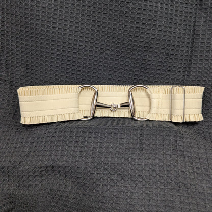 Ladies Ruffled Stretch Belt with Snaffle Bit Clasp