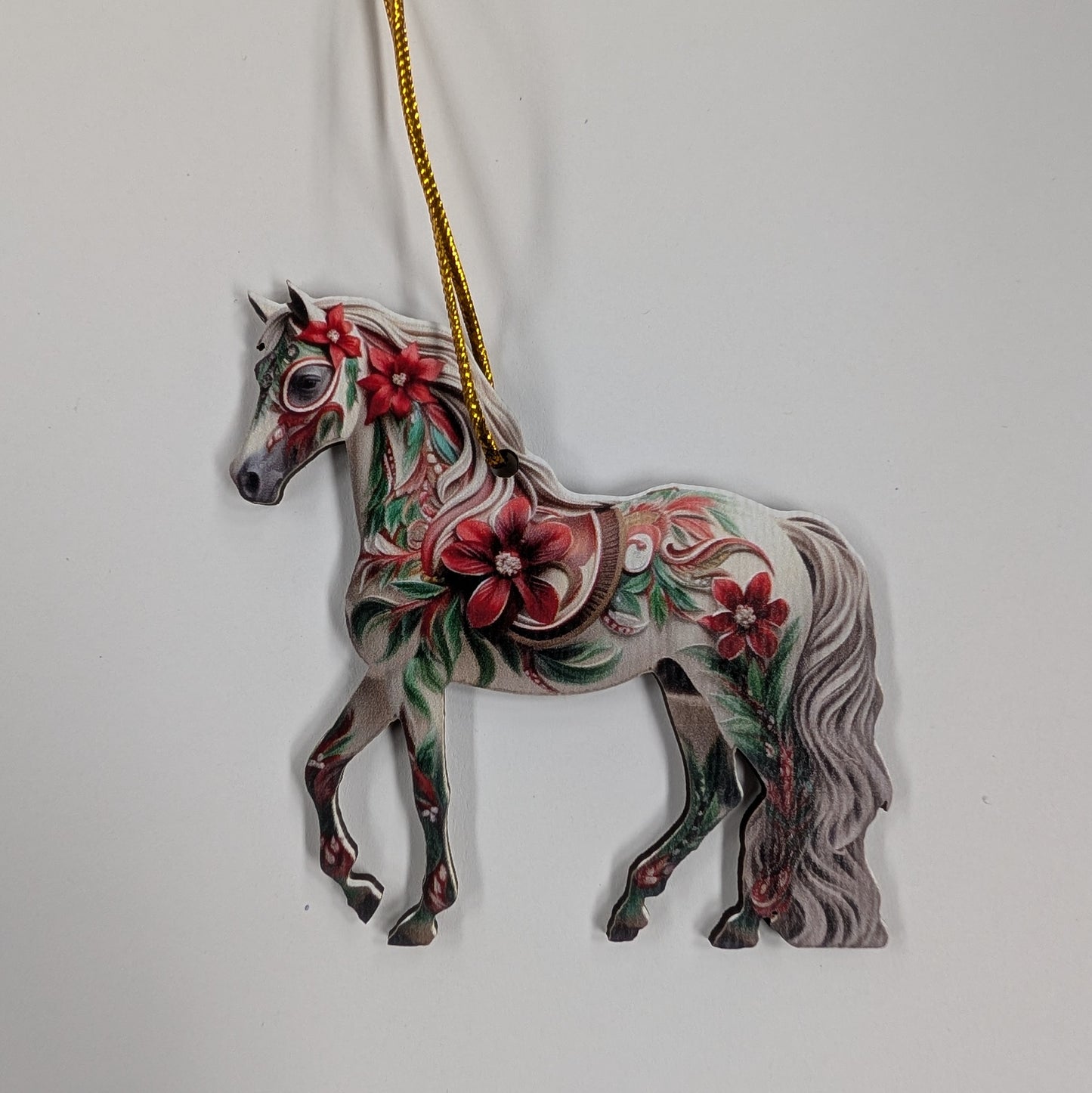 Assorted Wooden Holiday Horse Ornaments
