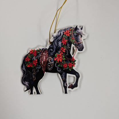 Assorted Wooden Holiday Horse Ornaments