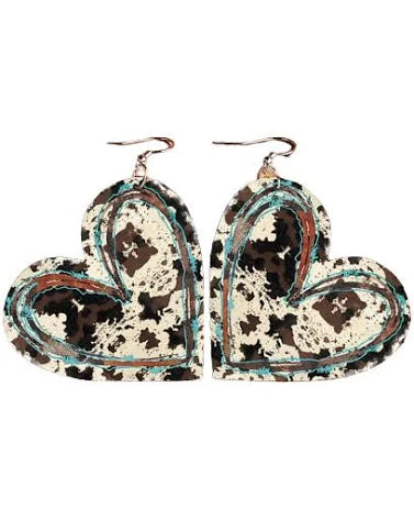 Animal Print Heart Shaped Earrings