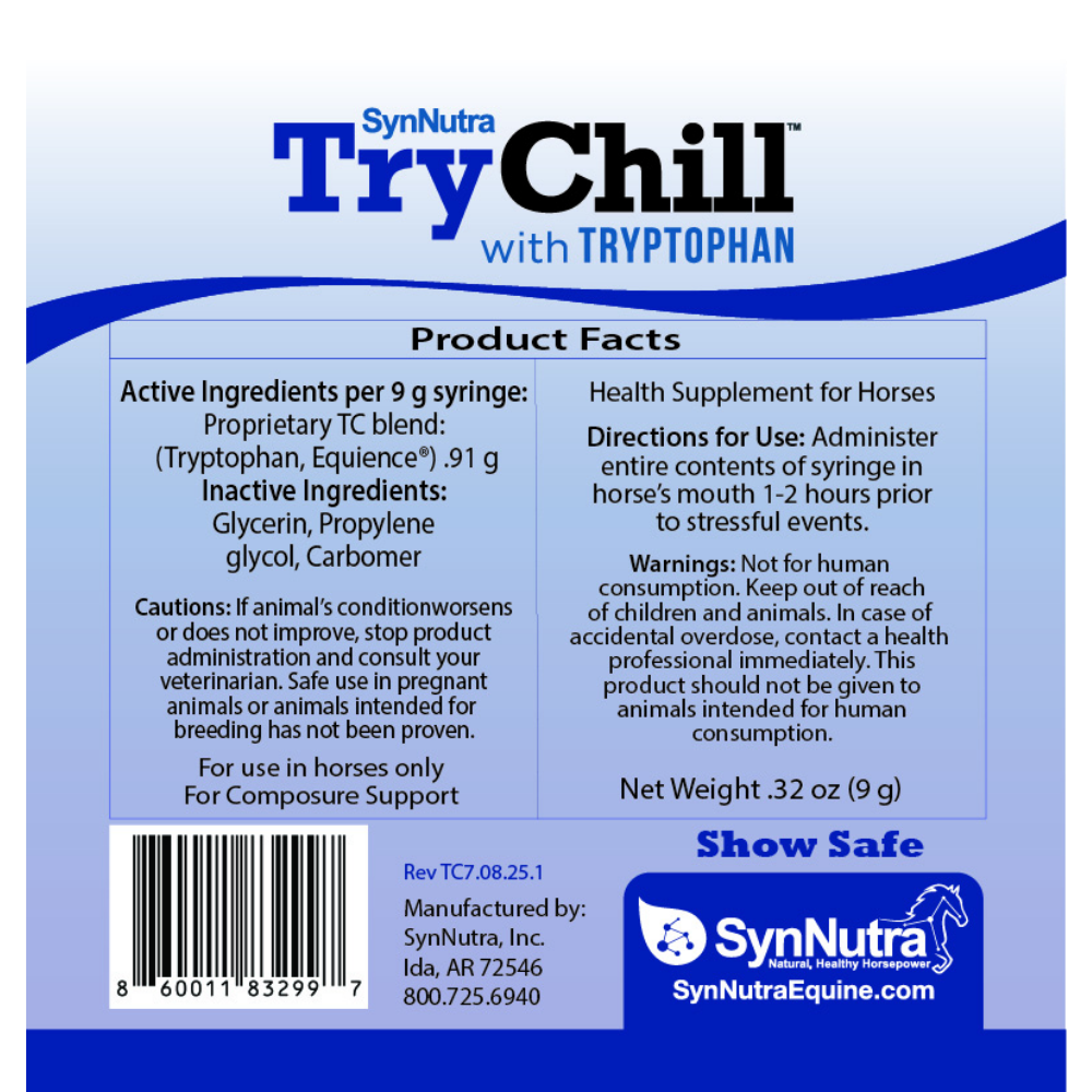 Synnutra - TryChill™ Confidence Supplement for Horses - Single Syringe/Tube
