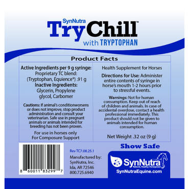 Synnutra - TryChill™ Confidence Supplement for Horses - Single Syringe/Tube