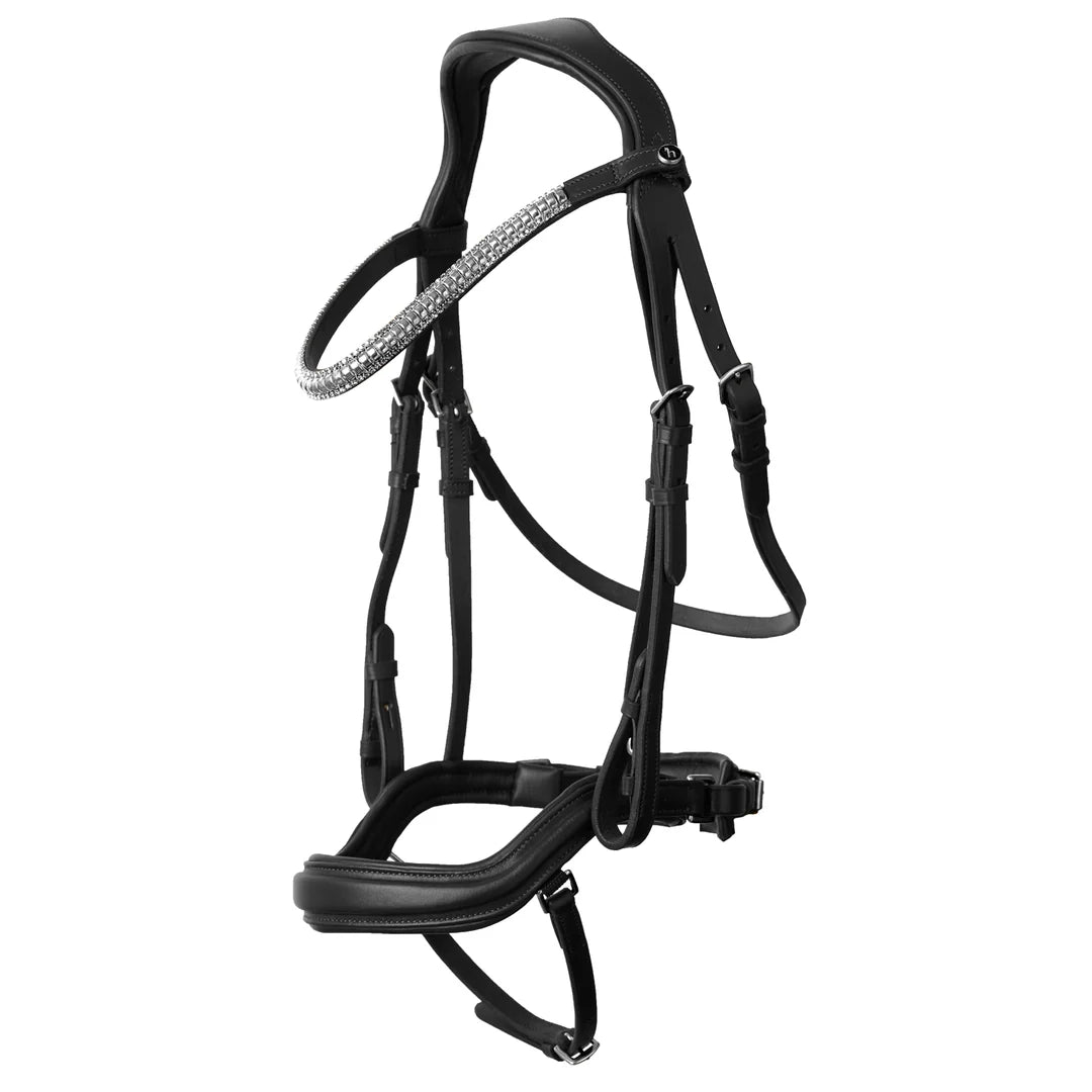 Horze Highbury Anatomical Crystal Dressage Bridle - Black